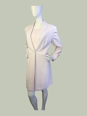 Vintage Louben 90s Sheath Dress Longline Jacket Set Minimalist Bridal Size 10/M